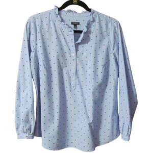 Talbots Ruffle-Neck Cotton Popover Blouse - Size Mp